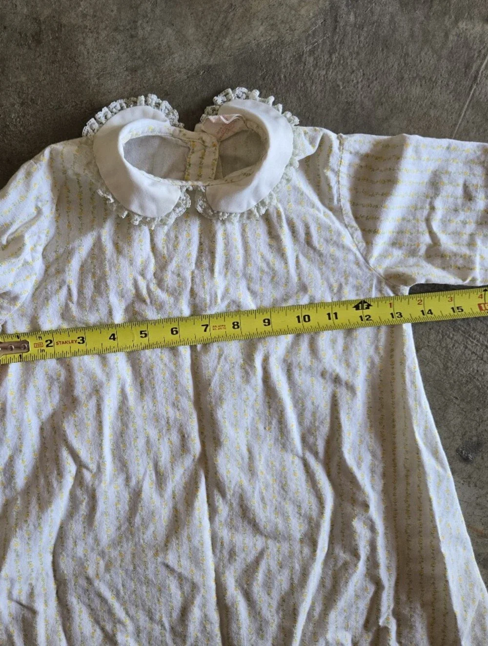 Vintage White and Yellow Girls' Nightgown with Peter Pan Collar